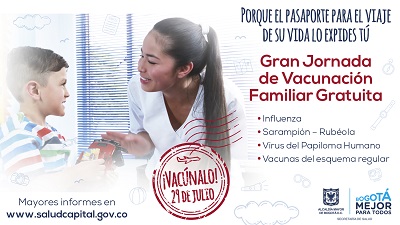 Gran Jornada de Vacunación Familiar Gratuita este fin de semana en Bogotá